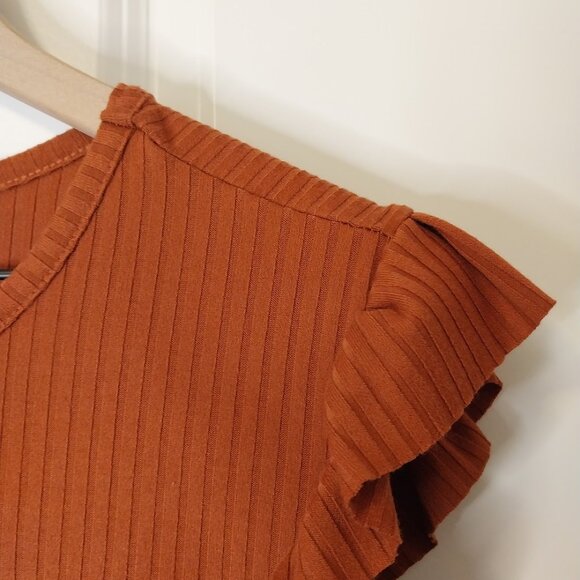 Time and Tru Women's Rib Ruffle Sleeve Top - Picture 11 of 11